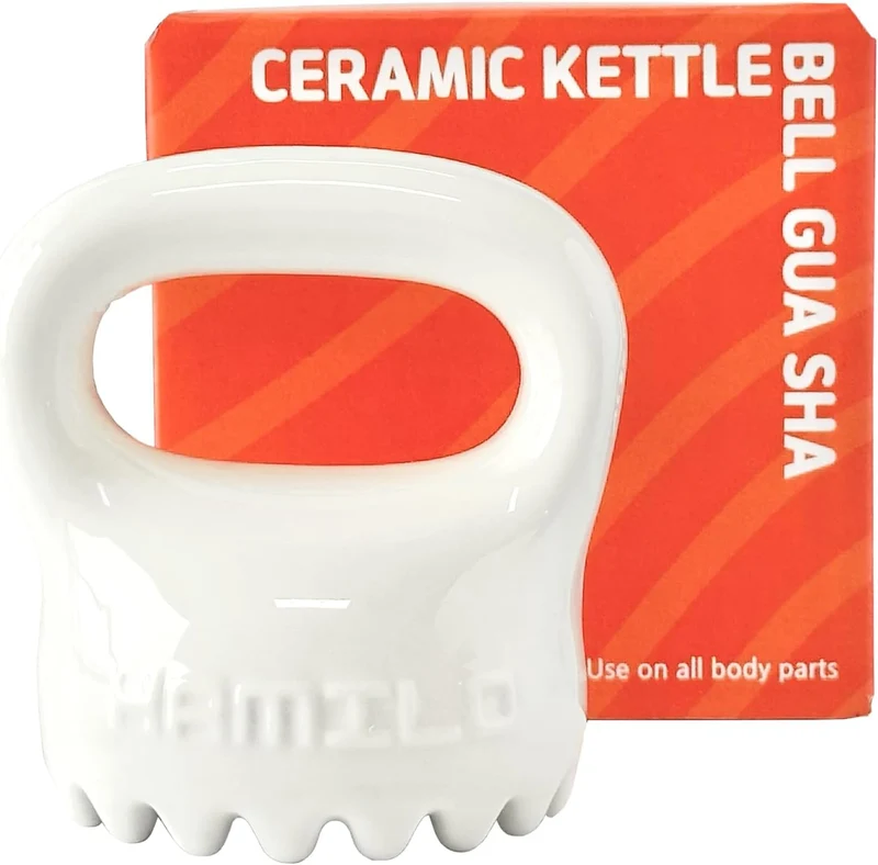 Ceramic Kettlebell Gua Sha Facial Massager Tool Face Scaraper