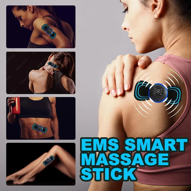 Mini Muscle Body Massager Host with 2 Replaceable Pads