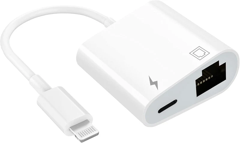 Lightning to Ethernet Adapter, [Apple Mfi Certified] 2 in 1 RJ45 Ethernet LAN Ne