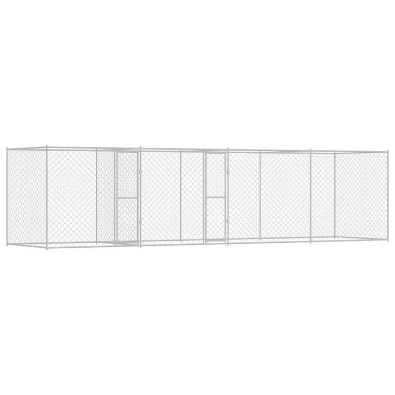 Jaula Para Perro Plateado 800 X 200 X 200 Cm Acero Galvanizado