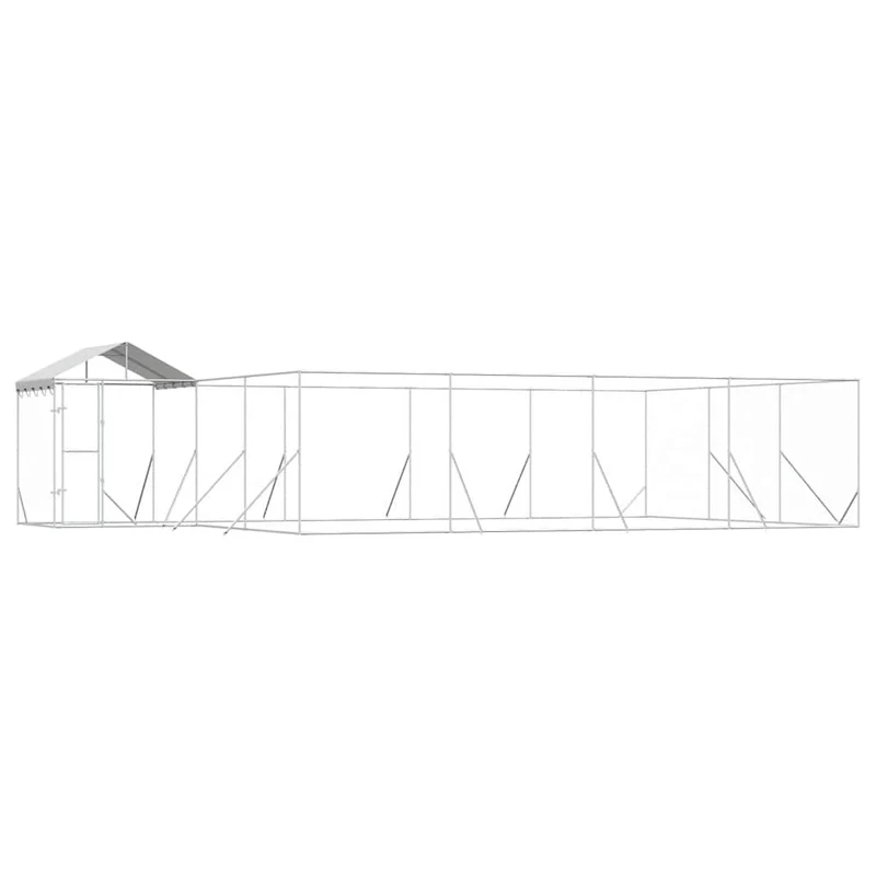 Perrera De Exterior Con Toldo Acero Galvanizado Plata 10x6x2,5m