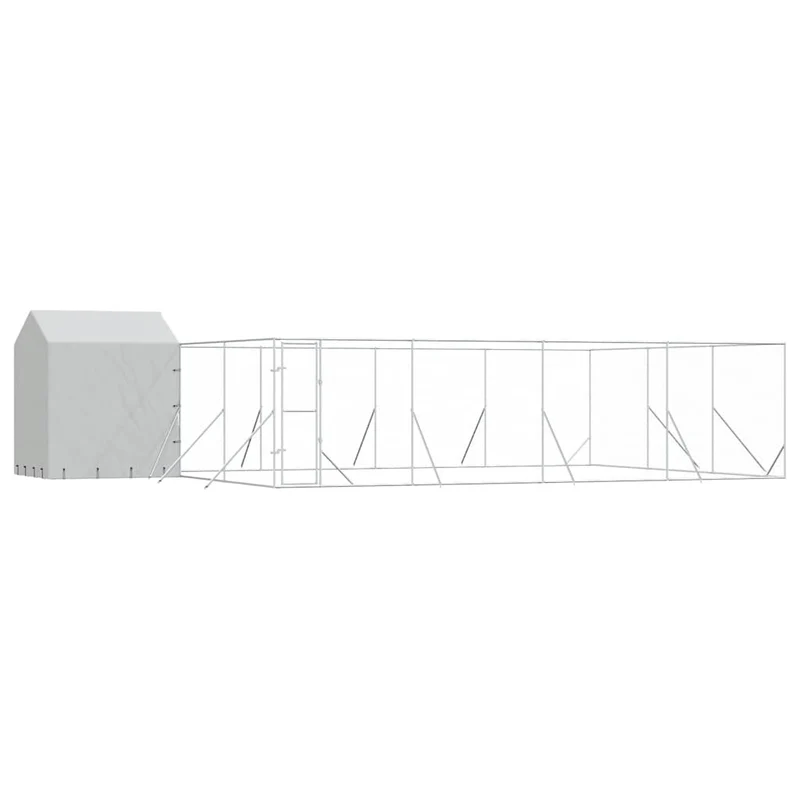 Perrera De Exterior Con Toldo Acero Galvanizado Plata 10x6x2,5m