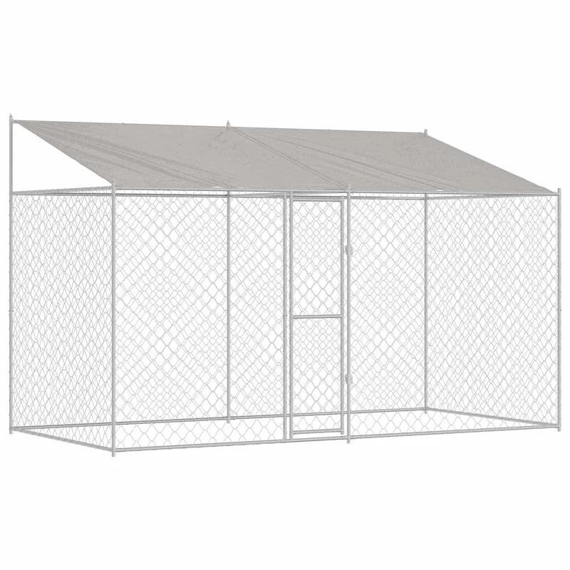 Jaula Para Perro Con Techo Plateado 400 X 200 X 256 Cm