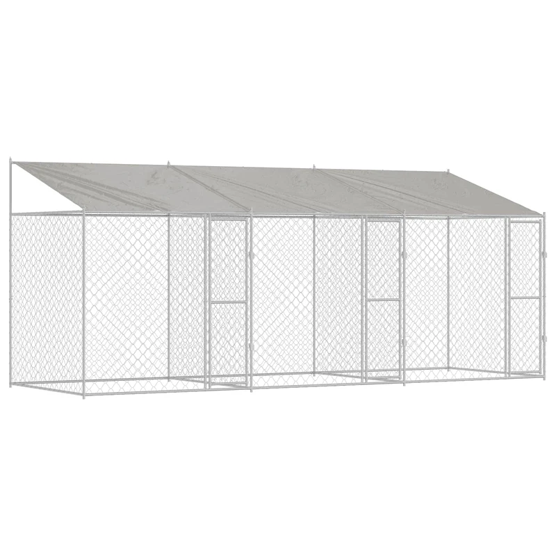 Jaula Para Perro Con Techo Plateado 600 X 200 X 256 Cm