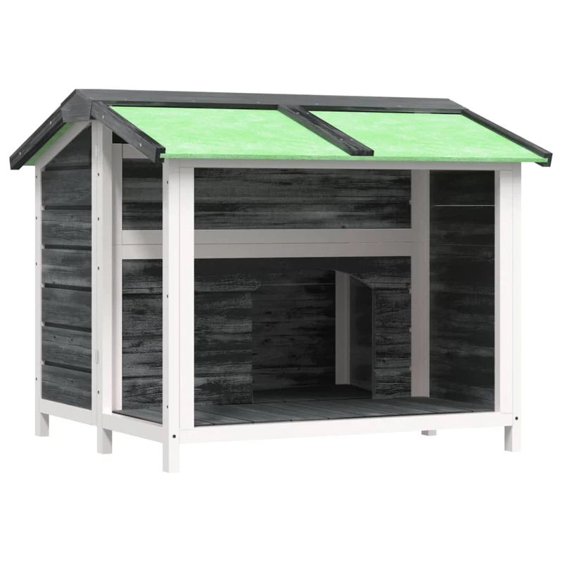 Caseta Para Perros Madera Maciza De Pino Gris 96x87x80,5 Cm