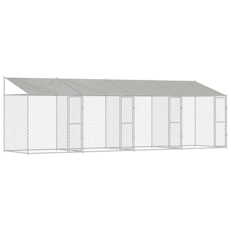 Jaula Para Perro Con Techo Plateado 800 X 200 X 256 Cm