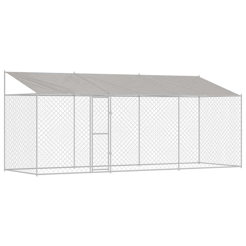 Jaula Para Perro Con Techo Plateado 600 X 200 X 256 Cm