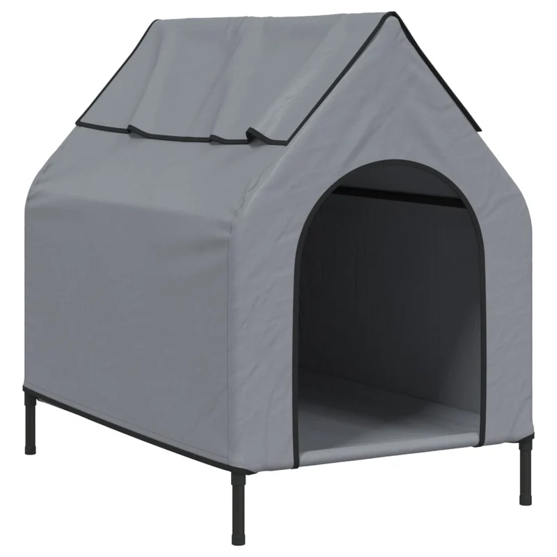 Casa Para Perros Tela Oxford Y Acero Gris Claro