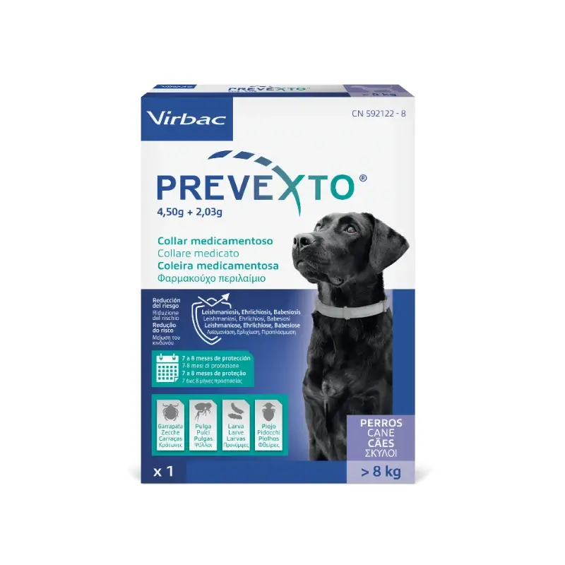 Prevexto collar antiparasitario para perros de más de 8kg, 70cm