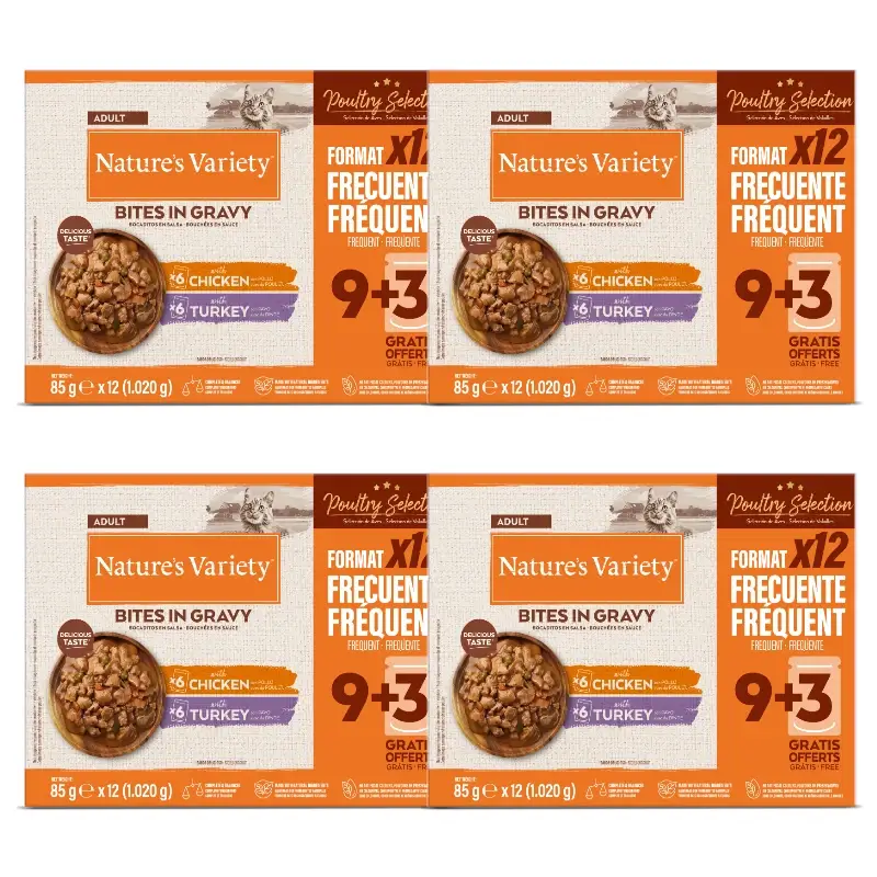 Nature'S Variety Comida Húmeda Para Gatos, Con Pollo Y Pavo, Single Serve, 4 x 1,02 kg