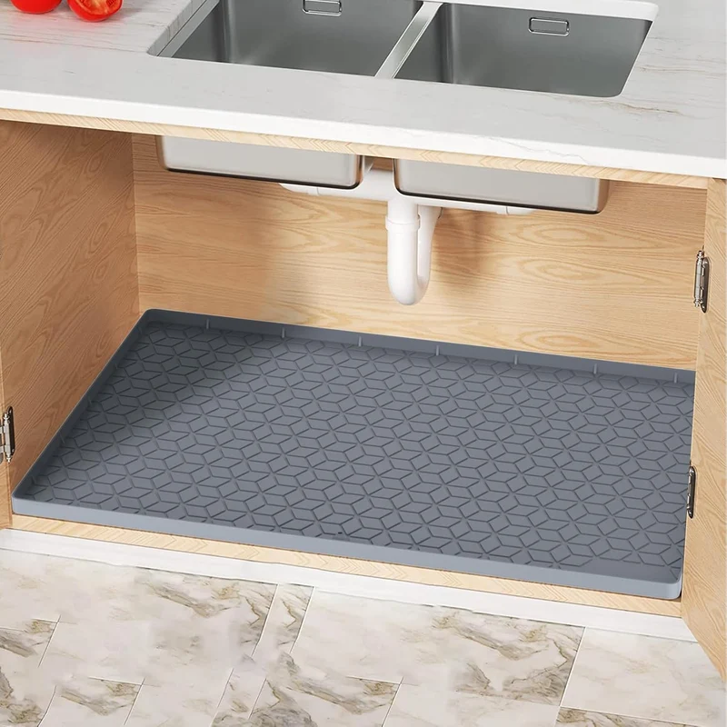 Under Sink Mat Under Sink Organizer Tray for Kitchen & Laundry Cabinets Silic...