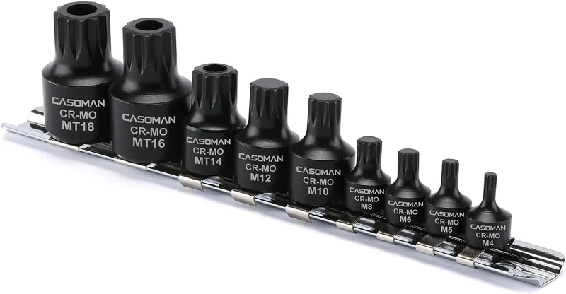 9-Piece Low Profile Impact Triple Square Bit Socket Set, Includes Storag