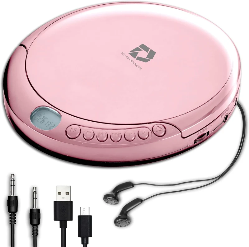 CD Player Portable with 60 Second Anti Skip, Stereo Earbuds, Includes Aux in ...