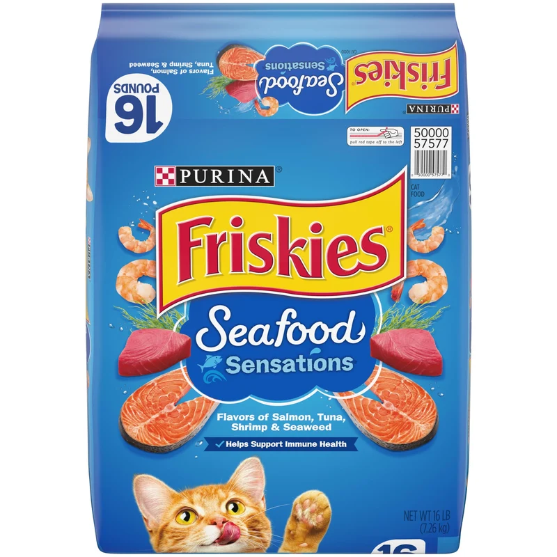 Purina Friskies Dry Cat Food, Seafood Sensations 16lbs. Bag Free Shipping