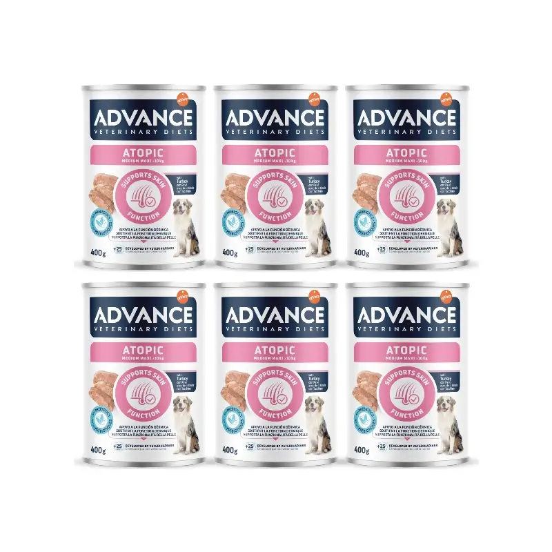 Advance Comida Húmida Support Skin para Cães Medium Maxi, Embalagem Individual, 6 x 400 gr