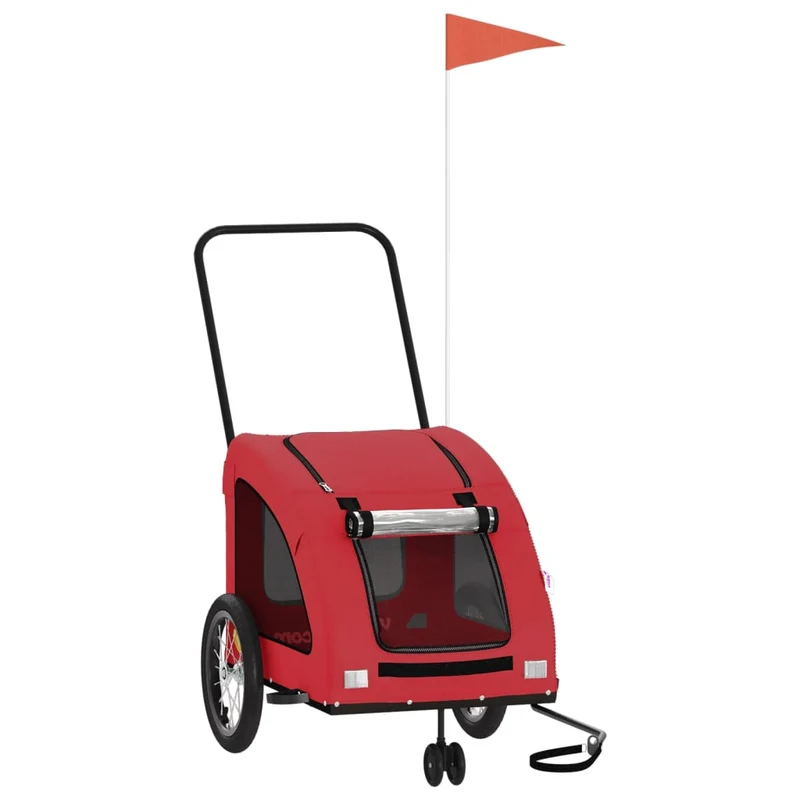 Remolque De Bicicleta Mascotas Hierro Tela Oxford Rojo