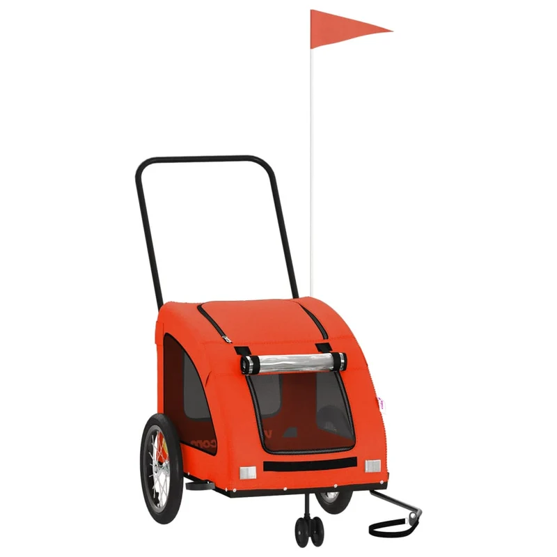 Remolque De Bicicleta Mascotas Hierro Tela Oxford Naranja