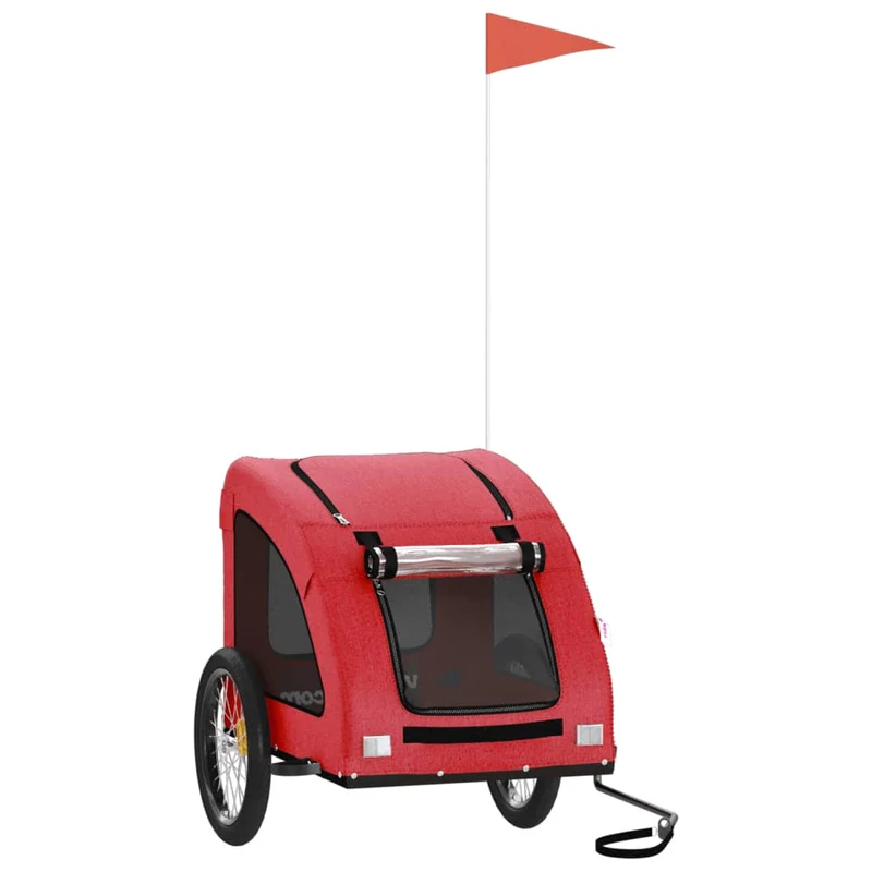 Remolque De Bicicleta Mascotas Hierro Tela Oxford Rojo