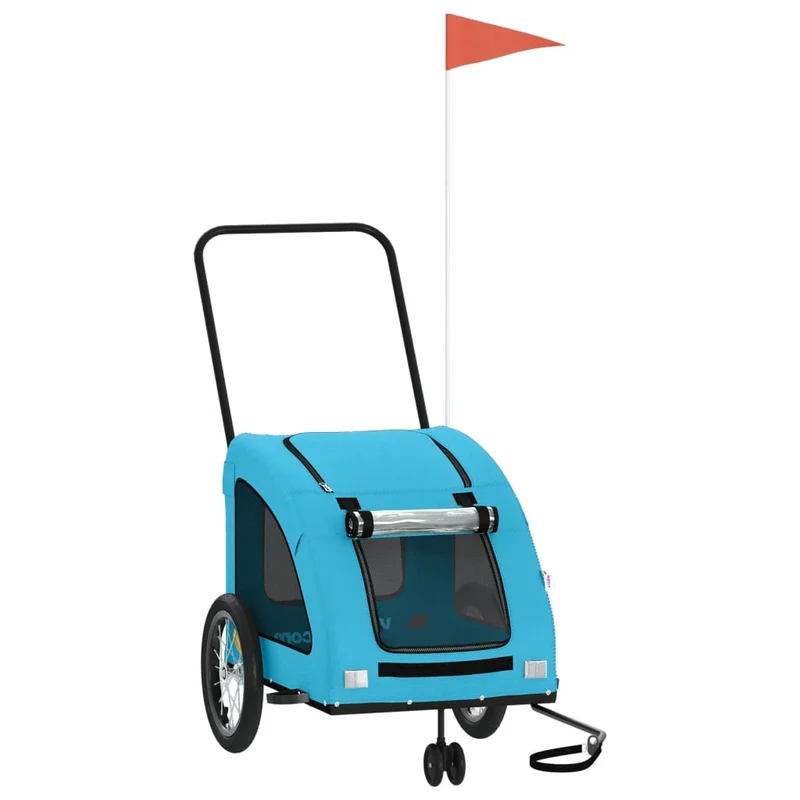 Remolque De Bicicleta Mascotas Hierro Tela Oxford Azul