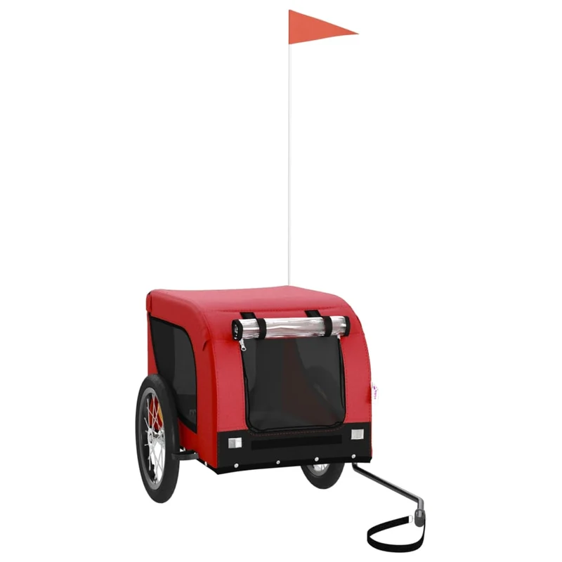 Remolque De Bicicleta Mascotas Hierro Tela Oxford Rojo Negro