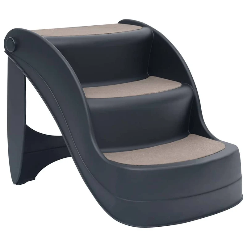 Escalera Para Perros Plegable De 3 Peldaños Gris Oscuro