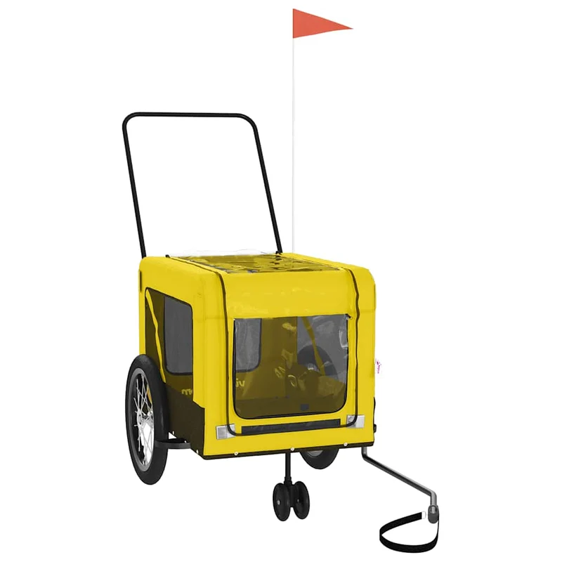 Remolque Bicicleta Mascotas Hierro Tela Oxford Amarillo Negro
