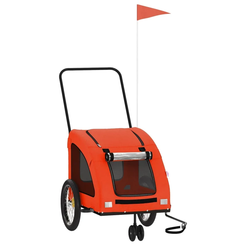 Remolque De Bicicleta Mascotas Hierro Tela Oxford Naranja Gris
