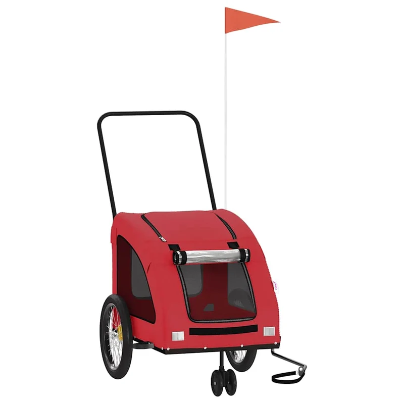 Remolque De Bicicleta Mascotas Hierro Tela Oxford Rojo