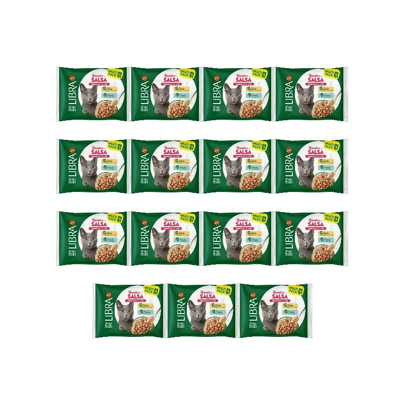 Libra Comida Húmeda Para Gatos, Con Pollo Y Pavo En Salsa, Flowpack, 15 x 340 gr