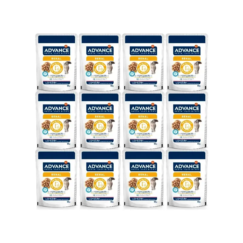Advance Comida Húmeda Renal Para Gatos, Single Serve, 12 x 85 gr