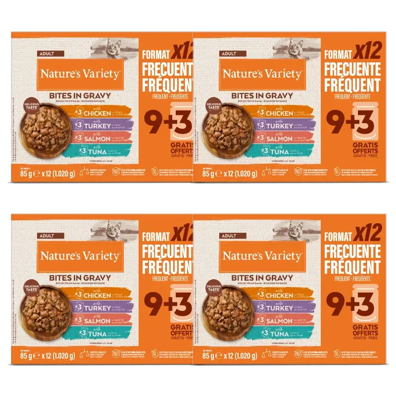 Nature'S Variety Comida Húmeda Para Gatos, Con Pollo, Salmón, Pavo Y Atún, Multipack, 4 x 1,02 kg