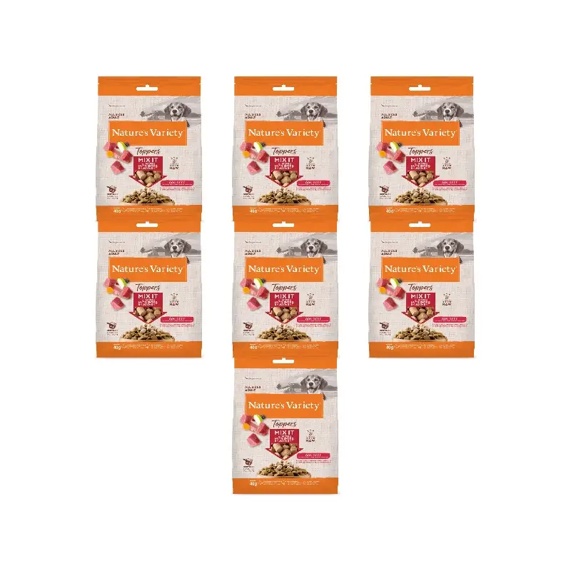 Nature'S Variety Toppers Liofilizados Para Perros, Con Buey, Natural, 7 x 40 gr