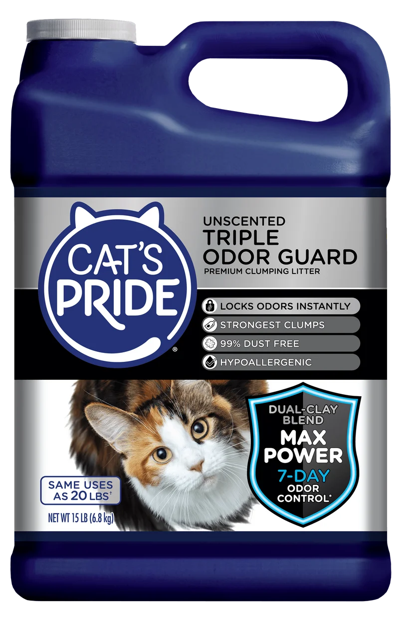 Cat's Pride Max Power Triple Odor Guard Unscented Clumping Cat Litter 15 lb Jug