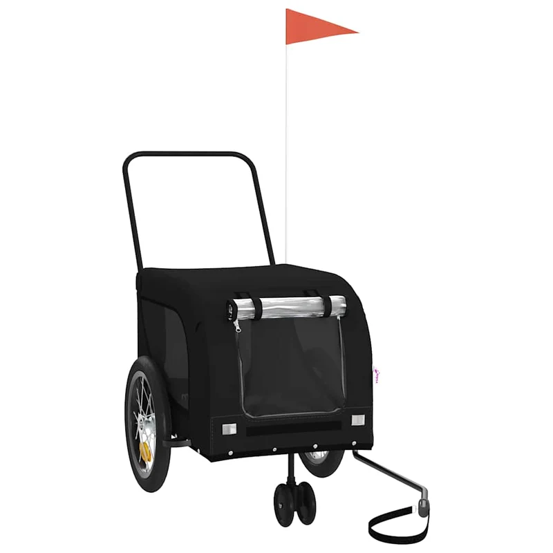 Remolque De Bicicleta Mascotas Hierro Tela Oxford Negro