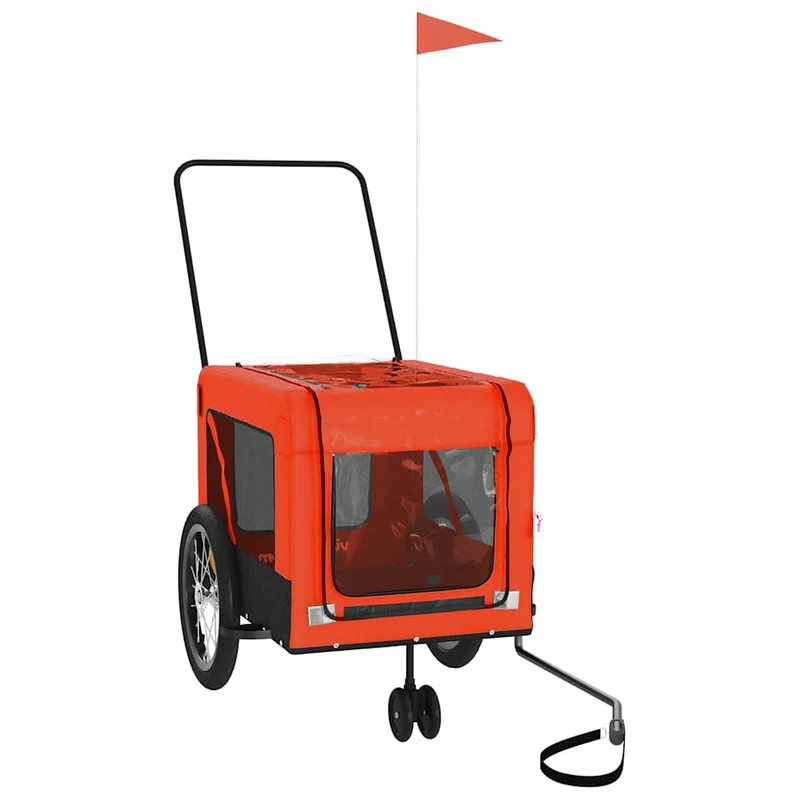 Remolque De Bicicleta Mascotas Hierro Tela Oxford Naranja Negro
