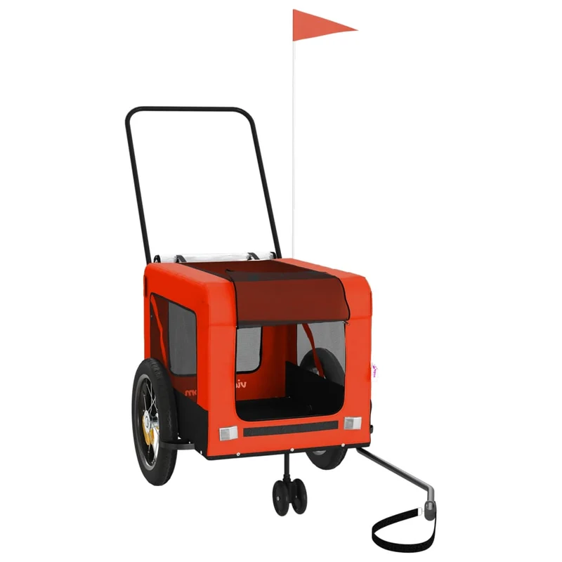 Remolque De Bicicleta Mascotas Hierro Tela Oxford Naranja Negro