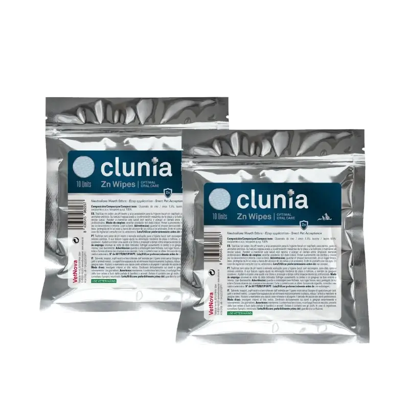 Vetnova Clunia Zn toallitas dentales 10 uds, pack 2