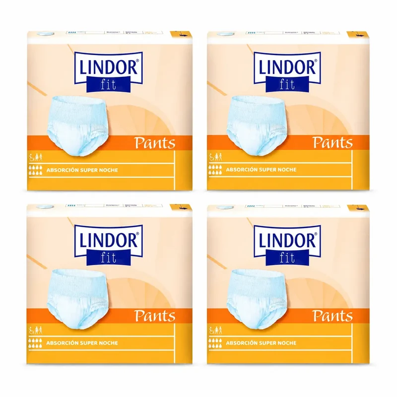 Lindor Pañales Fit Pants Día Talla L 80 Unidades, pack 4