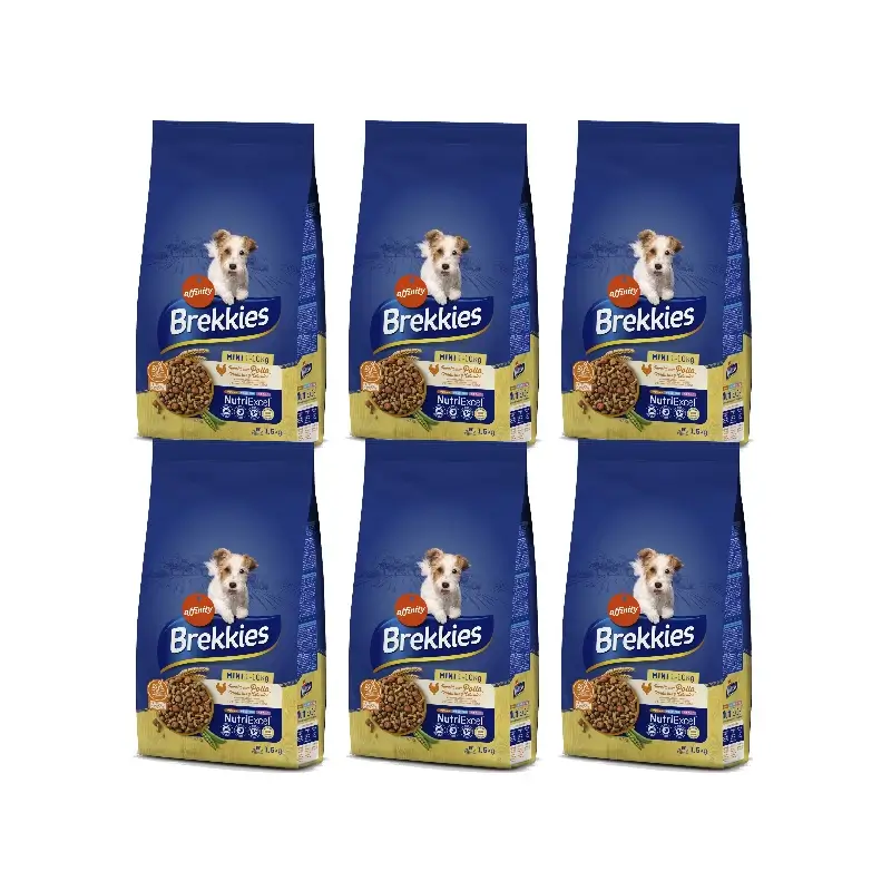 Brekkies Ração Bed Mini Frango, 6 x 1,5 kg