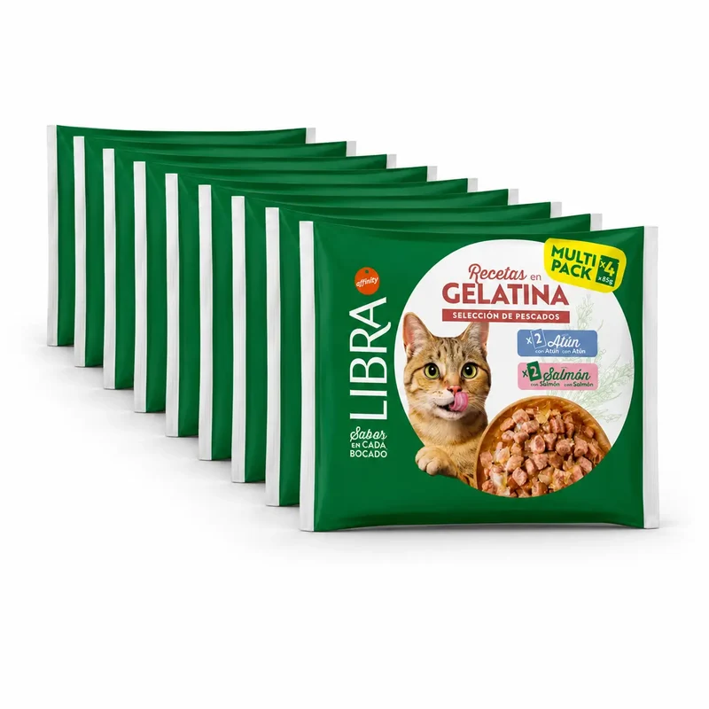 Libra - Comida húmida para gatos, com salmão e atum, embalagem flowpack, 15 x 340 g