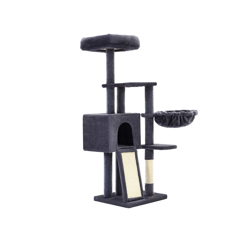 Albero per Gatti 135 cm con Rampa per Graffi e Amaca