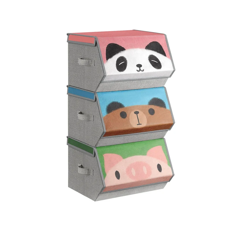 Juego de 3 Cajas Almacenaje Tela Infantil