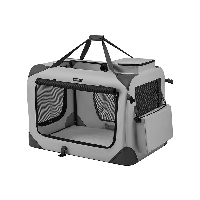 Transportín para Gatos y Perros Plegable Gris Ahumado