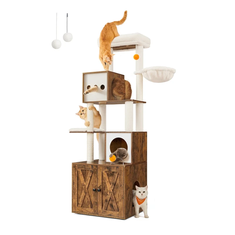 Árbol Moderno para Gatos Rascador para Gatos con Arenero Cojines Lavables