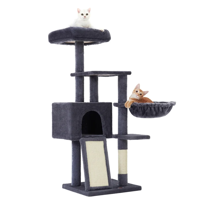 Albero per Gatti in Peluche a più Livelli con Copertura per Trespolo Lavabile
