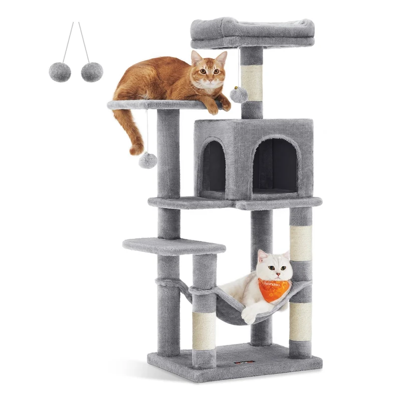 Albero per Gatti con Pali Graffiatoi Posatoi Grotta Amaca Pompon
