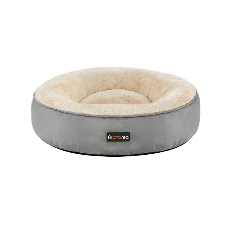 Cuccia per Cani Rotondo Lavabile Grigio e Bianco