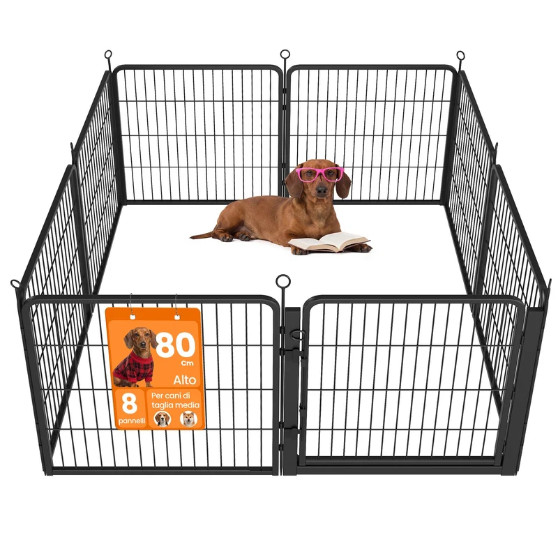 Recinto cani in metallo antiruggine con porta