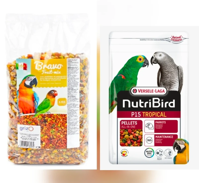 Mezcla de frutas Bravo gruesas 1 kg + Nutribird P15 Tropical 1 kg