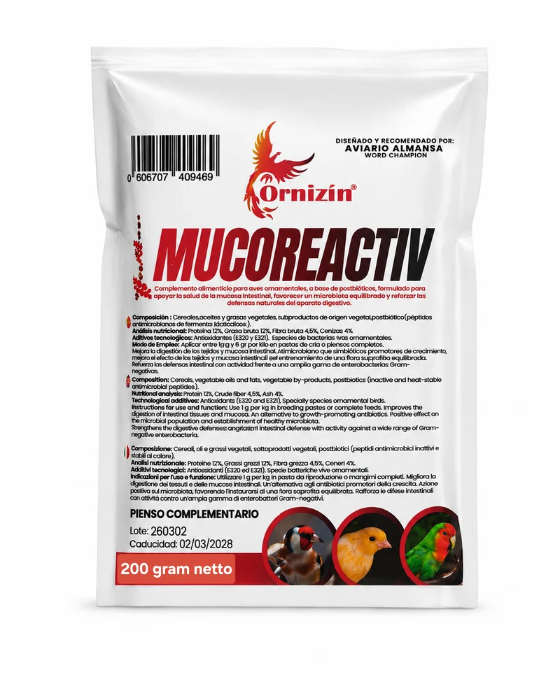 Mucoreactiv 250 gramos - Postbióticos - Coccidiosis y equilibrio intestinal - (mancha negra) Ornizìn
